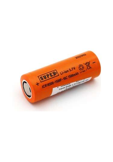 Supex 18500 3.7 Volt 1500ma 10c Düz Kafa Pil