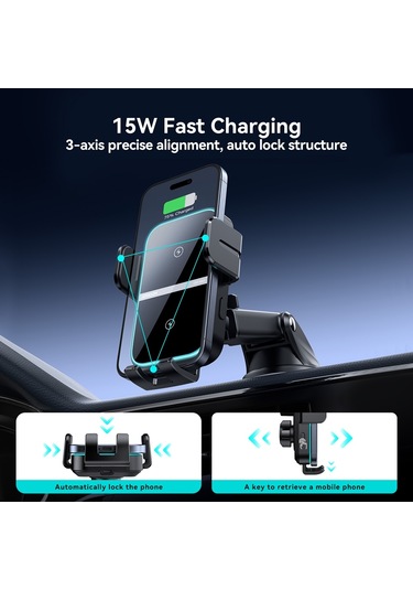 Joyroom Jr-zs246s Araç Enstrüman Platformu Kablosuz Şarj Cihazı Telefon Tutucu Siyah