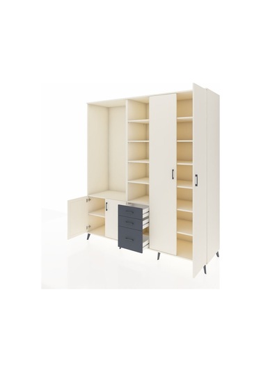 Kronos Dolap 13 Raflı 3 Çekmeceli 4 Kapaklı 220x59x243 Aytaşı-aytaşı/antrasit Aytası/antrasıt