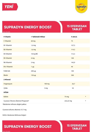 Supradyn Energy Boost 4 x 15 Efervesan Tablet