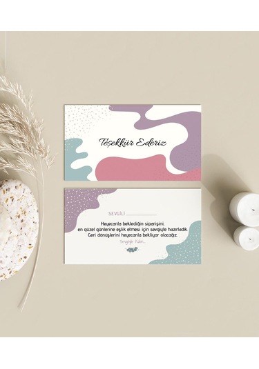 Çift Yön Çiçek Teşekkür Kartı Thank You Cart Pytktskk24