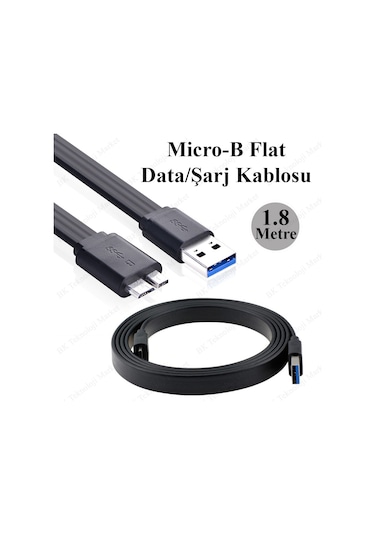 Usb 3.0 Micro-B Flat Data/Şarj Kablosu
