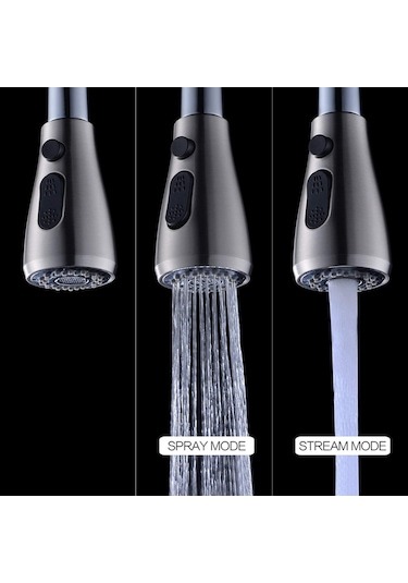 Xiyyadms G1/2 Bağlantılı Mutfak Musluğu Atomizer, 3 Ayarlı Abs Plastiği, Çizgili Bn Finishli Değiştirme Parçası Diğer