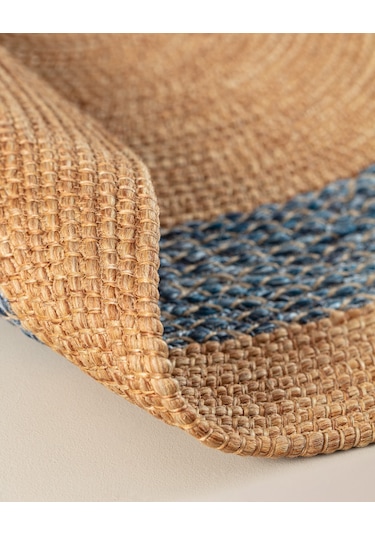 Madame Coco Vernal Yuvarlak Kilim - Naturel/mavi - 100 Cm 8684427222683 Çok Renkli