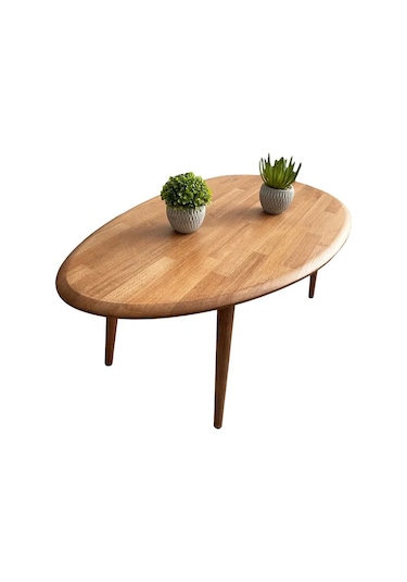 Fawdecor Asimetrik Masif Ahşap Modern İskandinav Oval Kestane