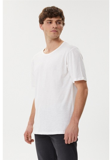 Lee Cooper Thomas Erkek Oversize Bisiklet Yaka T-Shirt Off Beyaz-14722 Beyaz