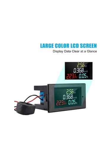 Besthome1 80-300v Ac Renkli Lcd Ekranlı Dijital Voltmetre Ampermetre, 100a Ct Trafosu İle Güç Ve Enerji Ölçümü
