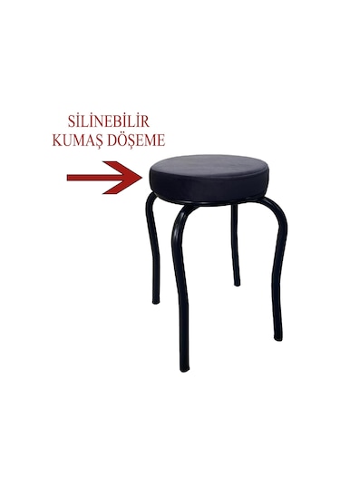 Ahtapot Tabure Antrasit Renk Babyface Kumaş Metal Boyalı Ayaklı 4 Adet