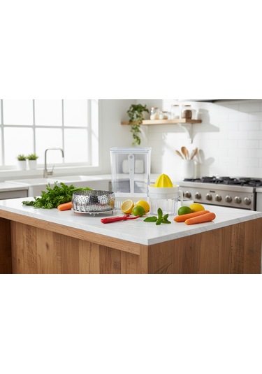 Ludıa Narenciye Sıkacağı,sebze Saklama Kabı,sebze Pişirici Ve Sebze Meyve Soyacağı 4 Lü Set Gri - Şeffaf