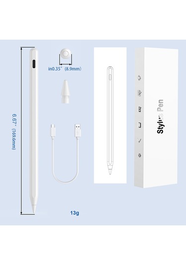 Kilifone - Dokunmatik Çizim Kalemi Pencil 17 Stylus Dokunmatik Tablet Kalemi - Beyaz - T36131