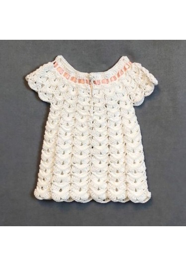 Uretti - Talia 8659 2040 El Örgüsü Koton İp Kız Çocuk Beyaz Elbise - 6 / 9 Ay Beyaz