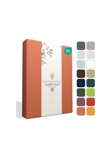 Home Premium Lastikli Çarşaf %100 Pamuk Tek Kişilik / Çift Kişilik Özel Penye Oeko-tex Tarçın / Kiremit Tarçın - Kiremit