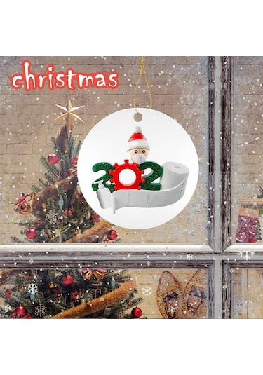 Fortunelane 2020 Evde İzole Anısına Ahşap Noel Ağacı, 4 Adet, 8cm, Kolay Asma, Özel Hediye