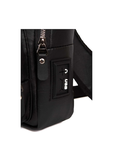 Anholt Yıkama Deri Çapraz Askılı Göğüs ve Omuz Çantası Siyah