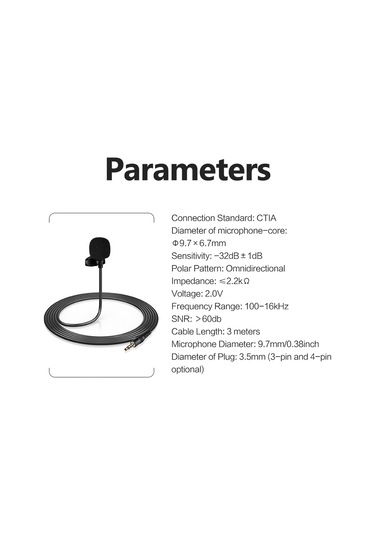 Reedark "mini Klipsli Lavalier Mikrofon - 3 Metre Kablo, Canlı Yayın & Kayıt İçin, Bilgisayar/kamera Uyumlu"