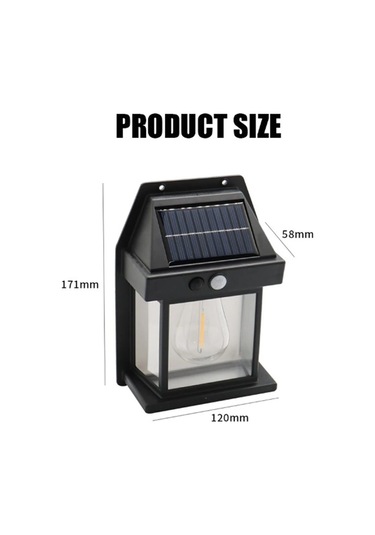 1 Adet Suya Dayanıklı Hareket Sensörlü Güneş Enerjili Solar Led Dış Mekan Bahçe Lambası Siyah