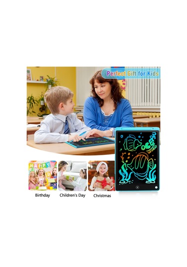 Aubyhe Çocuklar İçin Mavi Lcd Çizim Tahtası - 17.1x13cm Ekran, Kalem/fare İle Çizim, Abs Malzeme, 3v Pilli Çok Renkli