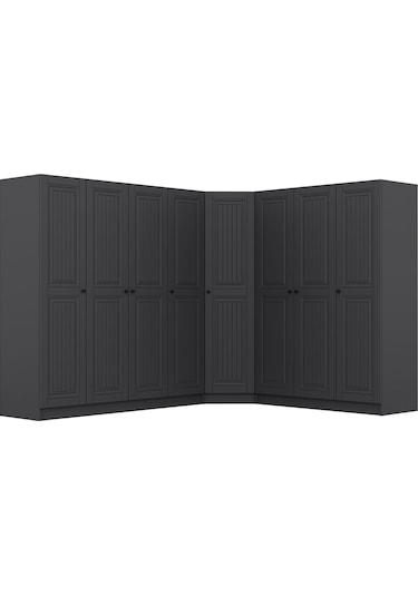 Kale 8 Kapaklı 4 Çekmeceli Köşe Dolap Antrasit Mebran İlkbahar 210cm Antrasit