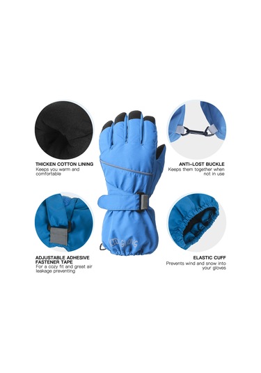 Geeksen Kış Çocukları Parmaklı Isı Saçan Eldiveni - Pembe - 12-14 Yaş L - Su Geçirmez - Kayak, Snowboard İçin Gül