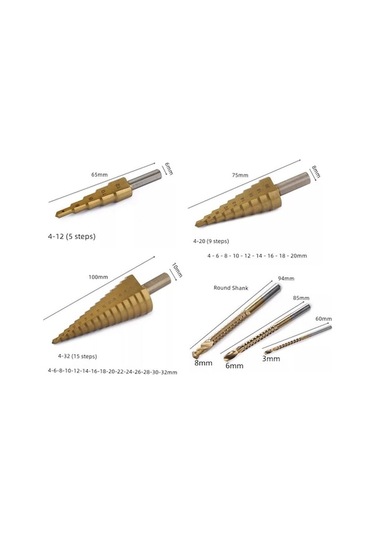 Tongxida 6 Parça Kademeli Matkap Ucu Sac Delme Seti, Özel Kutulu