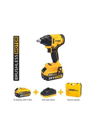 Sgs SGS5502 - 1/2 - 20 Volt 4 Amper 330 NM Çift Akülü Tork Akülü Darbeli Somun Sıkma Sökme Makine Seti