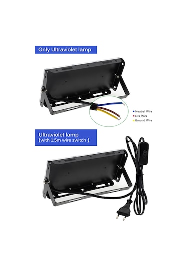 Yaleker 50w/100w Uv Led Projektör, Ip65 Su Geçirmez, 395nm Mor Işık, İç Ve Dış Mekan Kullanımı RGB