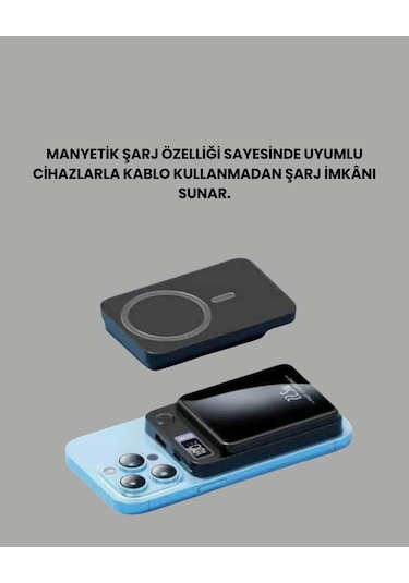 20w Pd Ve 15w Manyetik Kablosuz Şarj Destekli Taşınabilir Powerbank Çok Renkli