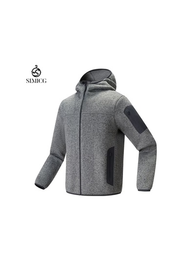 Açık Hava Sporları İçin Kapüşonlu Polar Astarlı Rüzgar Geçirmez Ve Sıcak Ceket Koyu Gri