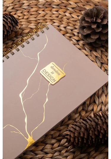 Denden Mermer Bej 17x24 Çizgili Defter Bej