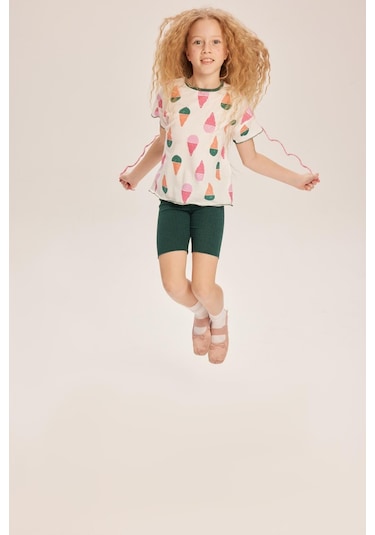 Luess Kız Çocuk Dondurma Desenli İkili Takım-yeşil Yeşil