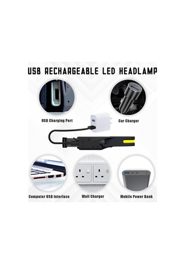 Yifomall Şarj Edilebilir Koşu Lambası - 350 Lümen Parlaklık, Ipx4 Su Geçirmez, 1200mah Pil Siyah