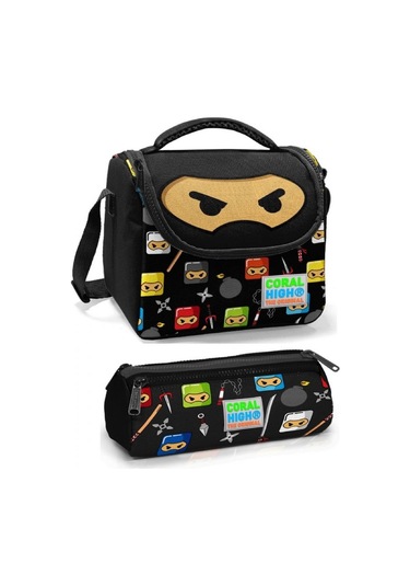 Coral High Erkek Çocuk Siyah Ninja Beslenme Çantası Seti
