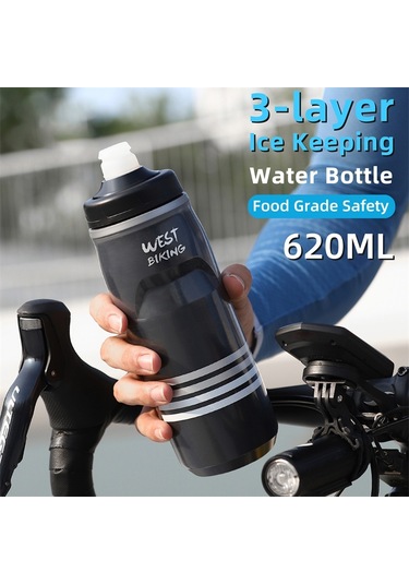 West Bıkıng Yp0721046 Spor Yalıtımlı Su Şişesi Bisiklet Sıkma Pp5 Su Kabı 620Ml Bpa Içermez Fda Sertifikası Yok - Beyaz