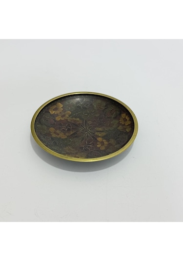 Antika Cloisonne Fincan Tabağı 10cm Çok Renkli