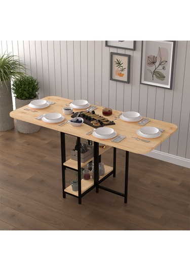 Metal Ayaklı Katlanır Mutfak Masası Km-31 Safir Meşe Safir Meşe