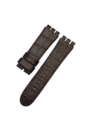 Swatch Yos Modeli 24mm Krokodil Kahverenk Deri Saat Kordonu