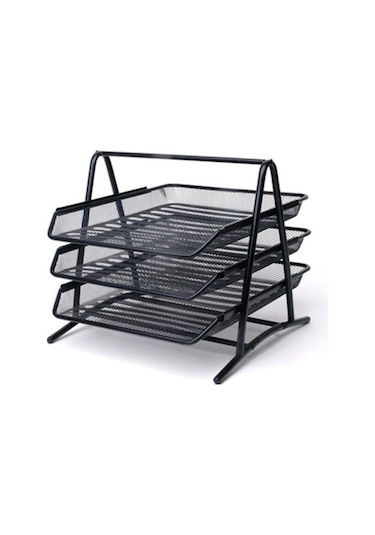 Kraf Perfore Evrak Rafı Metal 3 Katlı 460g Siyah