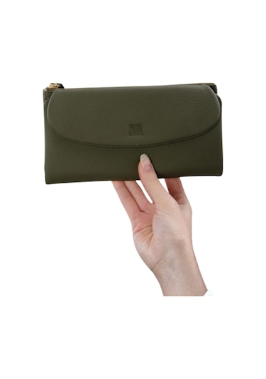 Mft Leather Hakiki Deri Kadın Cüzdan Beauty 3467 Flother Mat Haki
