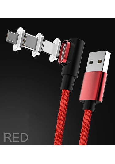 Sindvor 5a Manyetik Usb-c Kablo Led 90 Hızlı Şarj İphone 14/15 Pro Max Samsung Xiaomi Huawei Uyumlukırmızı1m