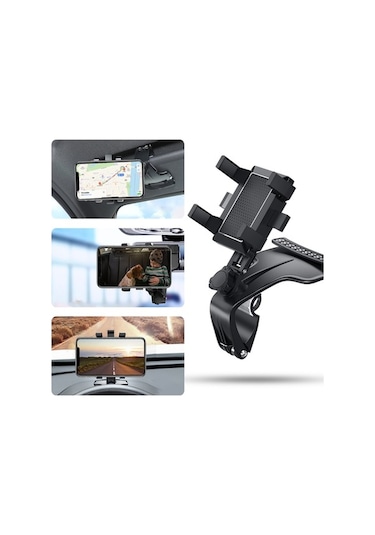Besthome1 360 Derecelik Araç İçi Telefon Tutucu: Navigasyon İçin Baş Eğmeden, Tek Elle Kullanılabilir, Sabit Tutuş, Gizlenebili Siyah
