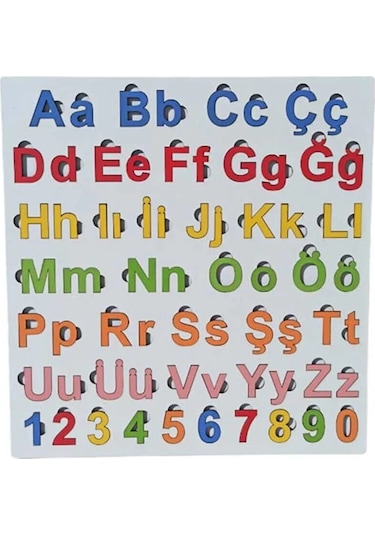 Ahşap Bultak Alfabe Büyük - Küçük Harfler Ve Rakamlar