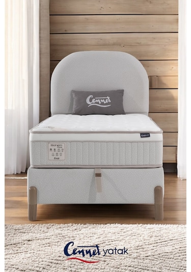 Bohem Tek Kişilik Uyku Seti Pocket Yaylı Yatak, Sandıklı Baza, Başlık3 Lü Set 90 x 190