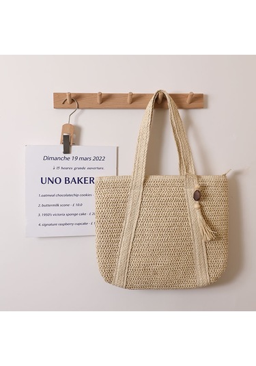 Cc Globall Girişyeni Dokuma Çanta, Çok Yönlü, Geniş Kapasiteli, Tek Omuzlu Hasır Çanta, Tatil Plaj Çantası, Çok Yönlü Kadın Çantası Beyaz Kapalı Beyaz