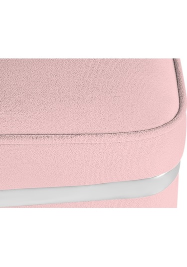 Zengo Silver Twin Line Kare Puf -pembe Kumaş, Dekoratif Makyaj Masası Pufu-modern Style