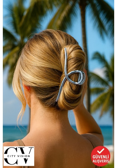 Gümüş Renk 11 Cm Büyük Boy Metal Mandal Saç Tokası Güçlü Ve Şık Gümüş