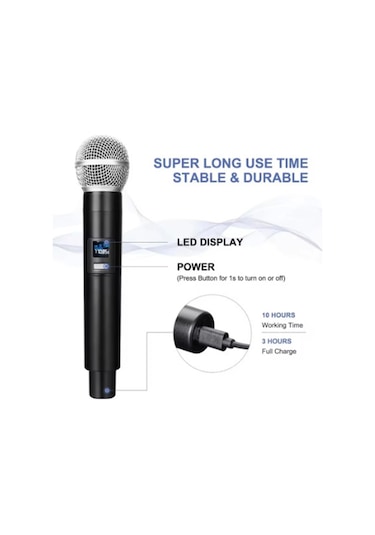 Vtn-508 Profesyonel Çiftli Kablosuz Mikrofon Seti Karaoke Şarj Edilebilir