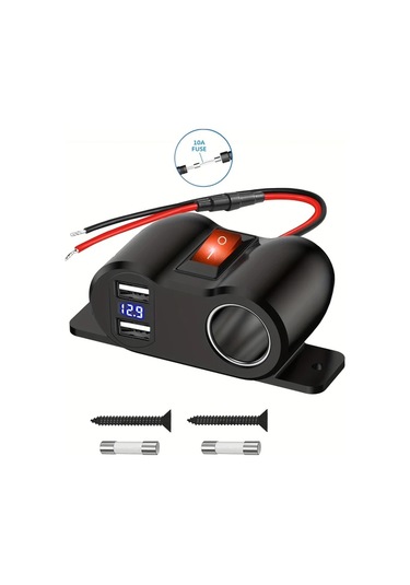 Xuweiwei 12v Çift Usb Çıkışlı Güç Anahtarlı Pd3.0 Usb C Qc3.0 Usb Portlu Voltmetreli Araç Şarj Cihazı Bluray Usb Tip A 4.2a 12 Volt Adaptör Tekne Deniz Kamyon Karavan Golf Utv