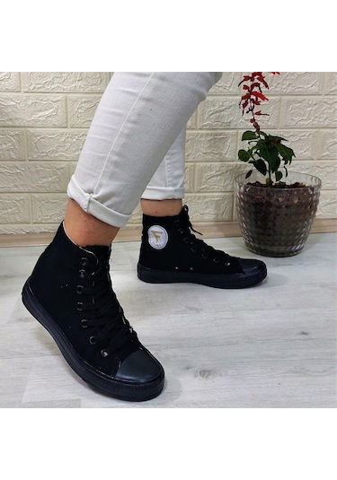Fiyra 555 Siyah-siyah Uzun Unisex Sneaker Keten Spor Ayakkabı 001