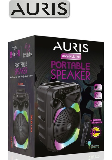 Auris Kln170 10w 8 İnç Kablosuz Mikrofonlu Rgb Bluetooth Hoparlör