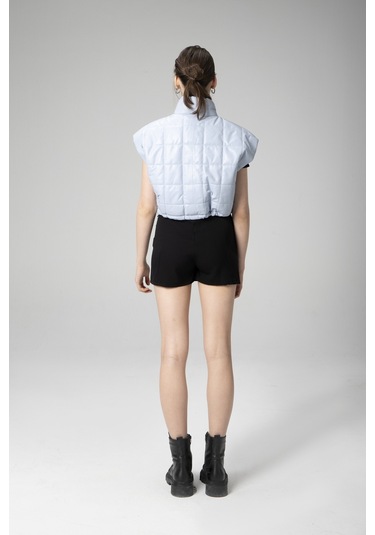 Buz Mavi Dericlub Wm054 Gerçek Deri Kadın Şişme Yelek Açık Mavi